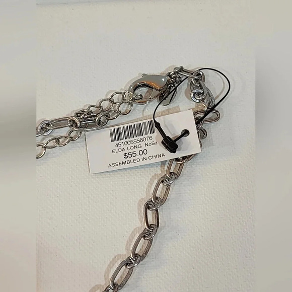 Chico's necklace with silver and gold-tone coin pendants & smoky quartz crystals - Picture 5 of 8